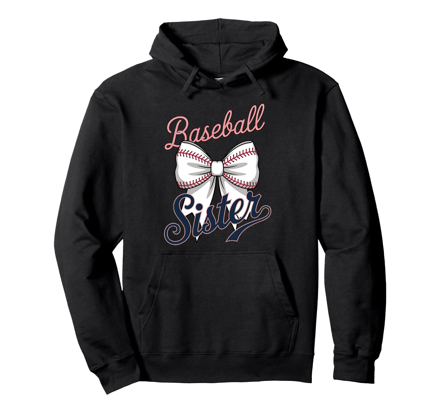 Baseball Sister Coquette Bow Hoodie - Minimalist Print Unisex - T-Shirt, Sweatshirt, Hoodie