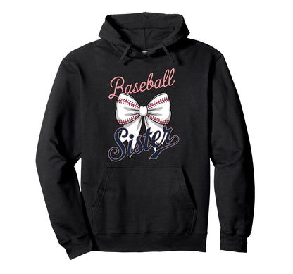 Baseball Sister Coquette Bow Hoodie - Minimalist Print Unisex - T-Shirt, Sweatshirt, Hoodie