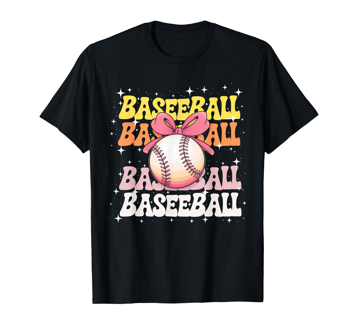 Groovy Baseball Coquette Bow Baseball T-Shirt - Unique Graphic Unisex - T-Shirt, Sweatshirt, Hoodie