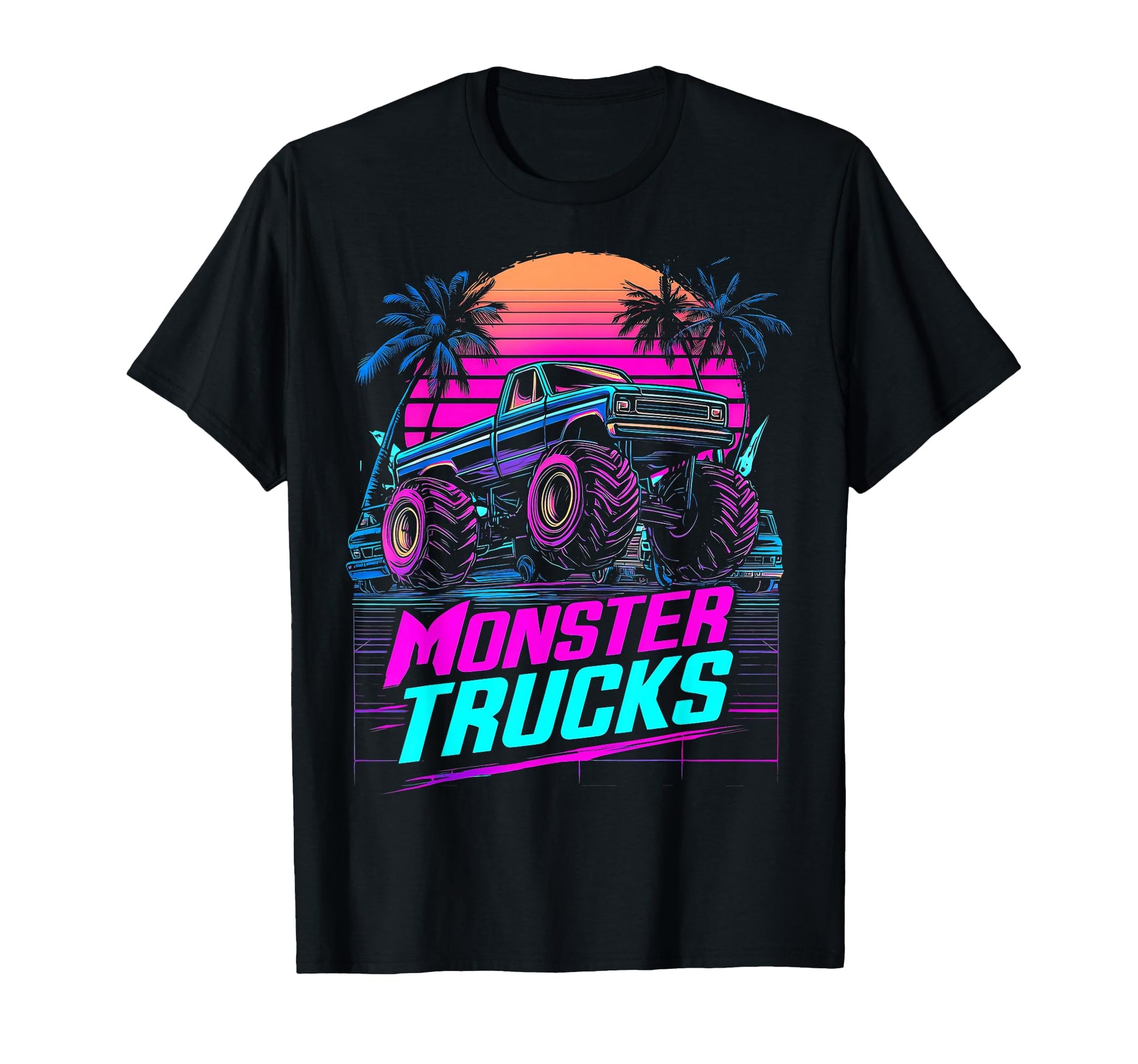 Monster Truck 4 Wheeler Vaporwave T-Shirt - Minimalist Print for Adults - T-Shirt, Sweatshirt, Hoodie