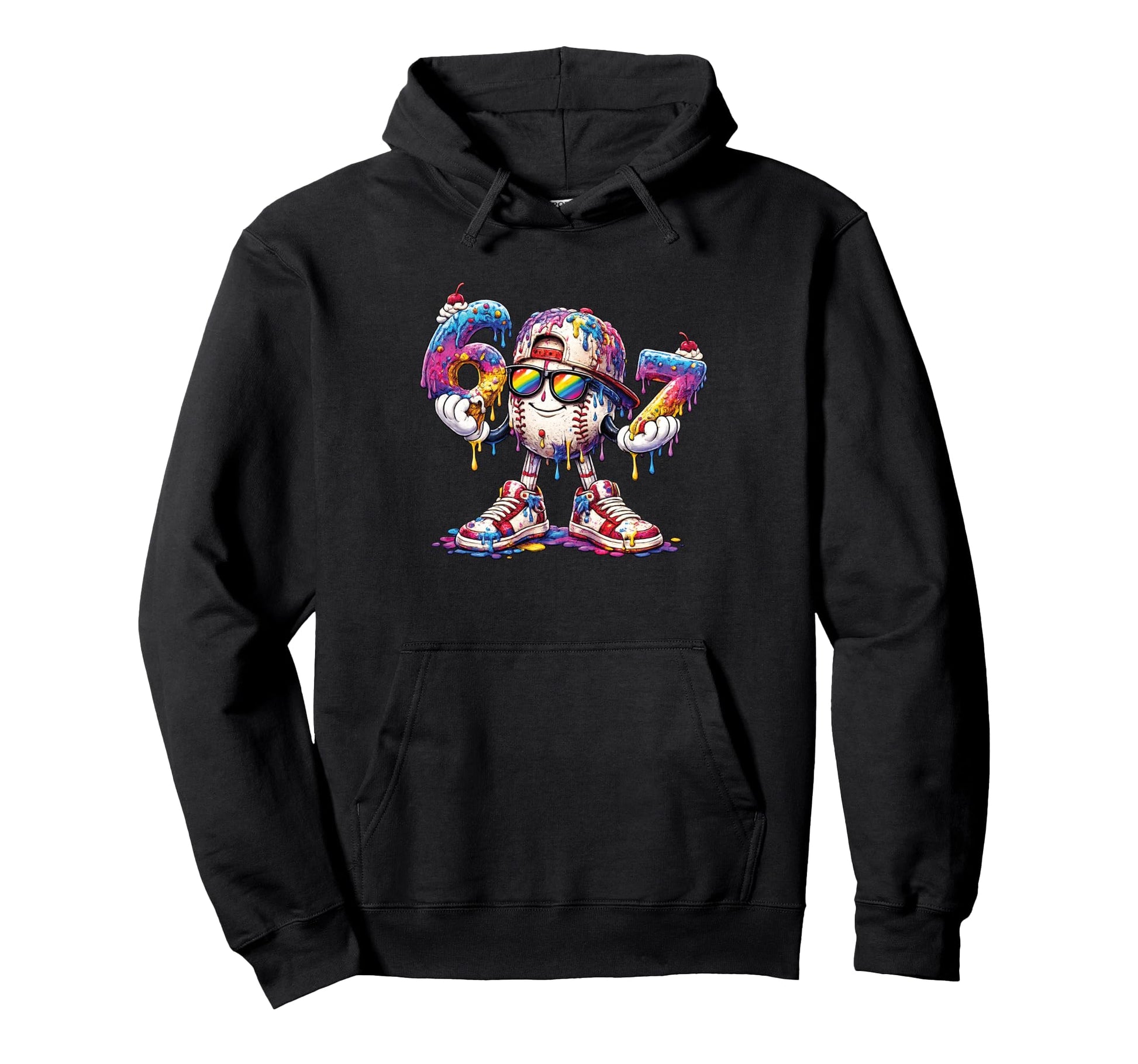 Baseball 67 Ice Cream Drip Funny Six Hoodie - Novelty Apparel Men Women - T-Shirt, Sweatshirt, Hoodie