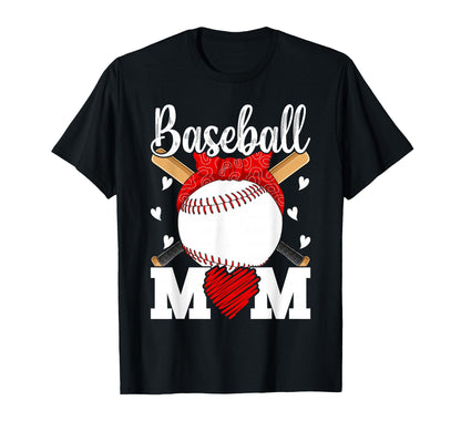 Baseball Mom Heart Sports Moms T-Shirt - Aesthetic Graphic Men Women - T-Shirt, Sweatshirt, Hoodie