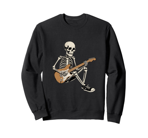 Rock Skeleton Playing Electric Sweatshirt - Trendy Graphic for Adults - T-Shirt, Sweatshirt, Hoodie