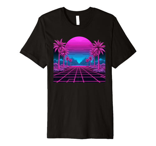 80S Vaporwave Aesthetic Palm Trees T-Shirt - Minimalist Print for Adults - T-Shirt, Sweatshirt, Hoodie