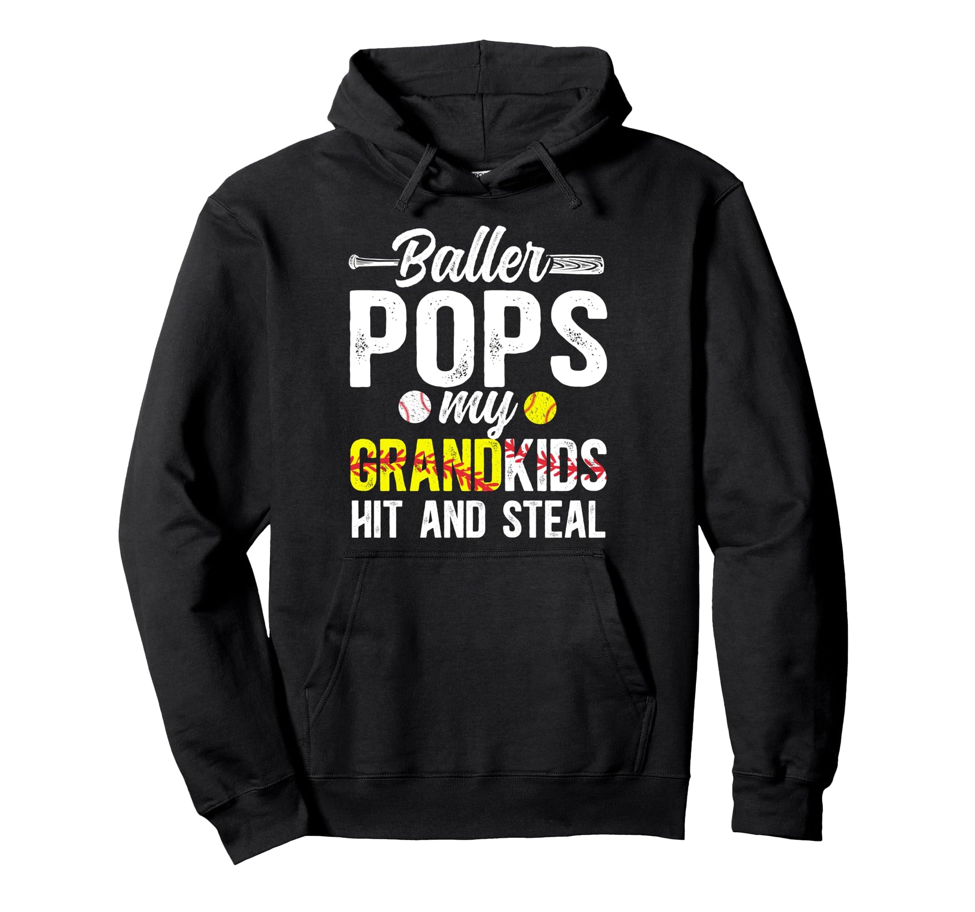 Baller Pops Funny Baseball Softball Hoodie - Novelty Apparel Men Women - T-Shirt, Sweatshirt, Hoodie