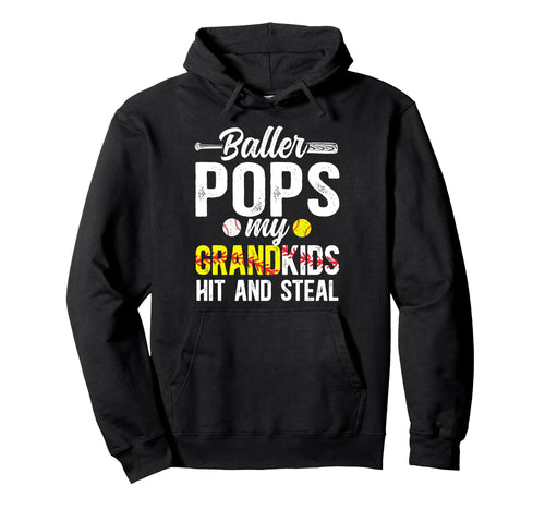Baller Pops Funny Baseball Softball Hoodie - Novelty Apparel Men Women - T-Shirt, Sweatshirt, Hoodie