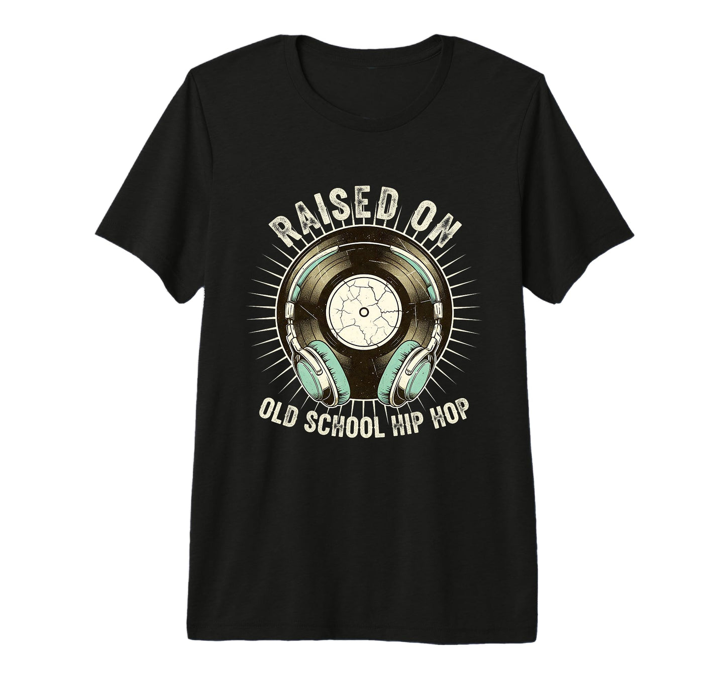 Raised Old School Hip Hop Record T-Shirt - Custom Art Print for Adults - T-Shirt, Sweatshirt, Hoodie