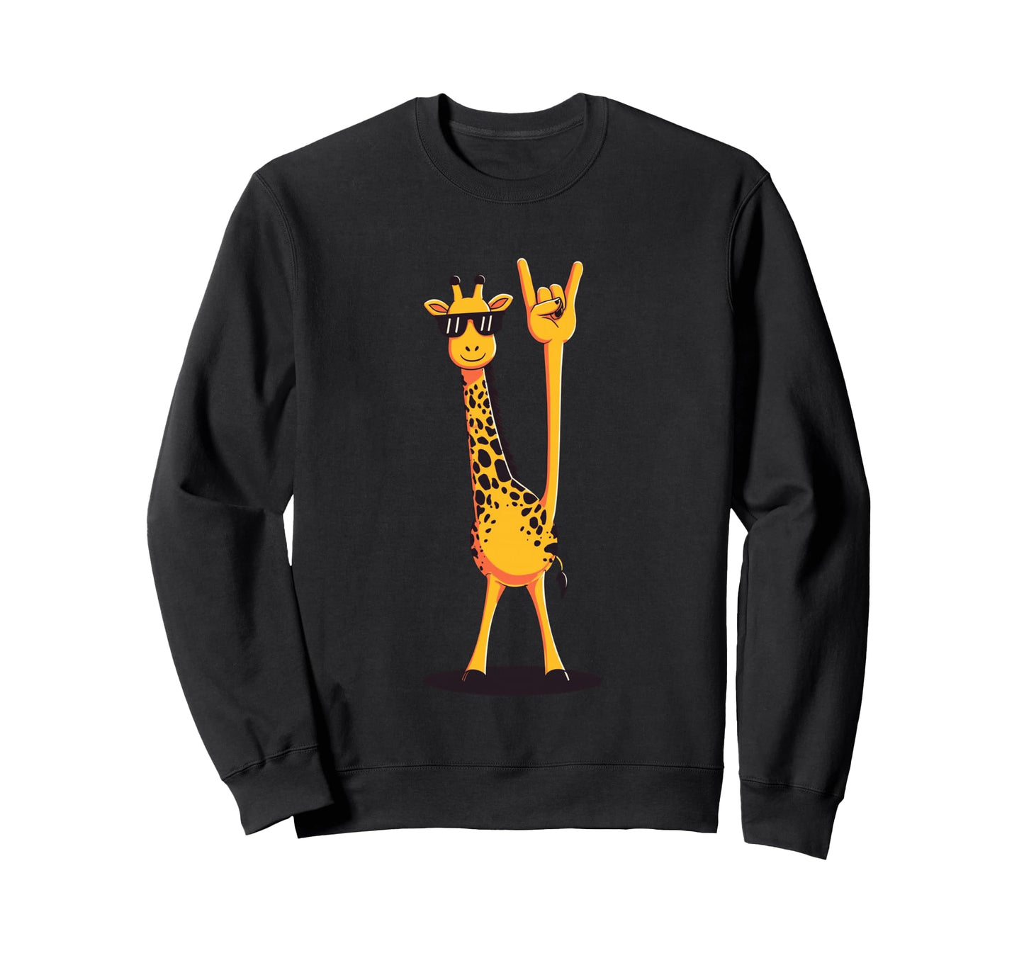 Giraffe Rock Hand Sign Sunglasses Sweatshirt - Trendy Graphic for Adults - T-Shirt, Sweatshirt, Hoodie