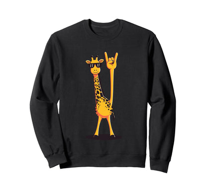 Giraffe Rock Hand Sign Sunglasses Sweatshirt - Trendy Graphic for Adults - T-Shirt, Sweatshirt, Hoodie