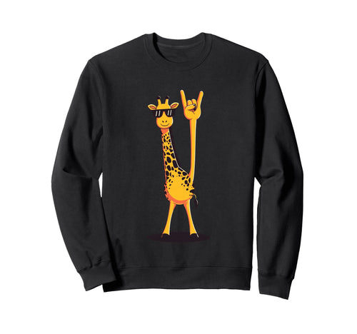 Giraffe Rock Hand Sign Sunglasses Sweatshirt - Trendy Graphic for Adults - T-Shirt, Sweatshirt, Hoodie