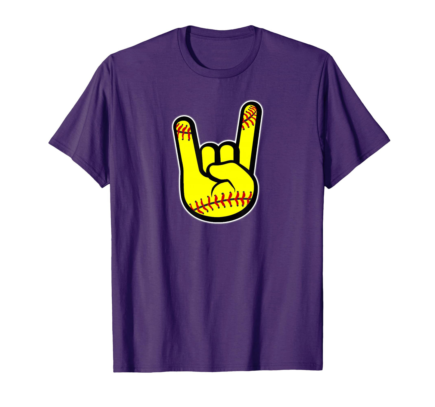 Rocker Fist Softball Players Finger T-Shirt - Aesthetic Graphic for Adults - T-Shirt, Sweatshirt, Hoodie