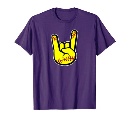 Rocker Fist Softball Players Finger T-Shirt - Aesthetic Graphic for Adults - T-Shirt, Sweatshirt, Hoodie