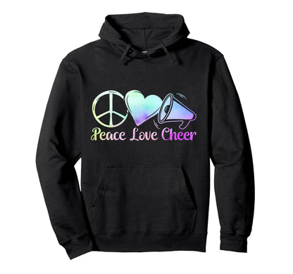Cheer Cheerleading Peace Love Hoodie - Casual Everyday Wear for Adults - T-Shirt, Sweatshirt, Hoodie