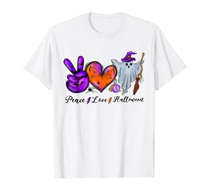 Peace Love Halloween Happy Halloween T-Shirt - Trendy Graphic for Adults - T-Shirt, Sweatshirt, Hoodie
