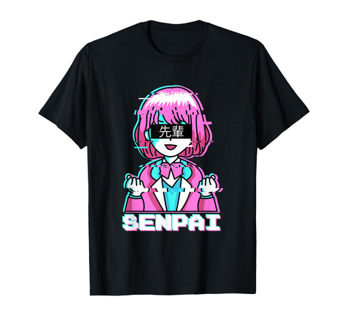Japanese Anime Notice Me Senpai Vaporwave T-Shirt - Custom Art Print Unisex - T-Shirt, Sweatshirt, Hoodie