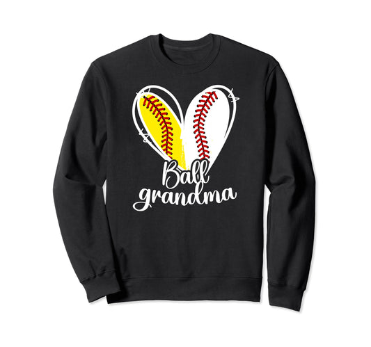 Ball Grandma Heart Baseball Softball Sweatshirt - Graphic Print Men Women - T-Shirt, Sweatshirt, Hoodie