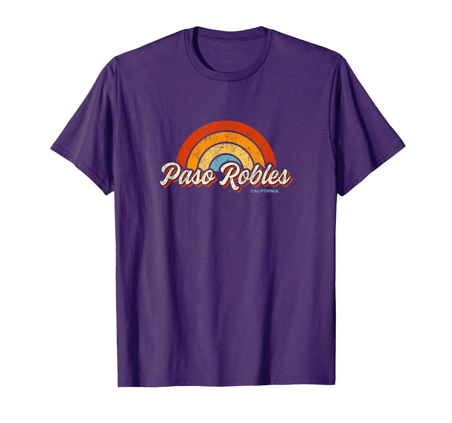 Paso Robles California Ca Rainbow 70S T-Shirt - Minimalist Print Men Women - T-Shirt, Sweatshirt, Hoodie