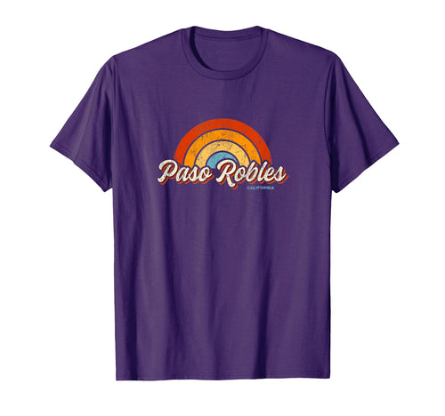 Paso Robles California Ca Rainbow 70S T-Shirt - Minimalist Print Men Women - T-Shirt, Sweatshirt, Hoodie