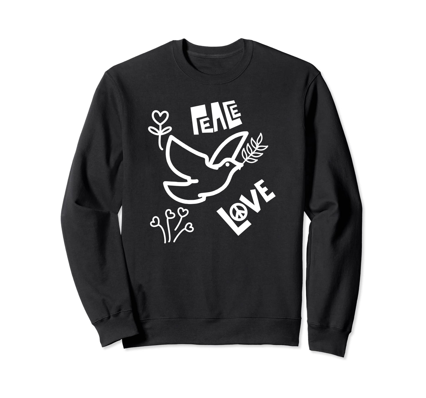 Peace Bird Love Flowers Sweatshirt - Casual Everyday Wear Men Women - T-Shirt, Sweatshirt, Hoodie