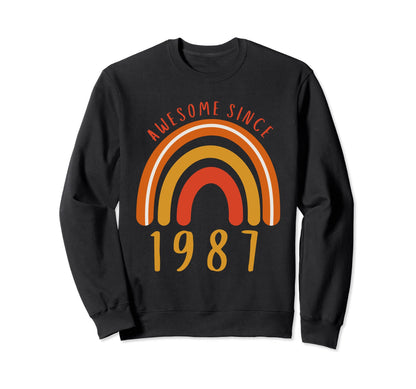 Awesome Since 1987 Boho Rainbow Sweatshirt - Unique Graphic for Adults - T-Shirt, Sweatshirt, Hoodie