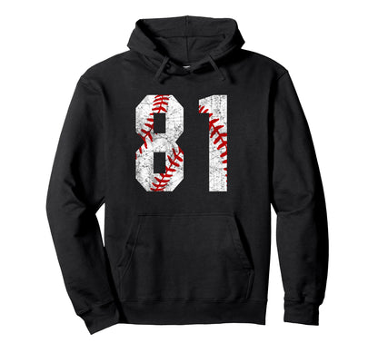 Distressed Baseball Number 81 Jersey Hoodie - Streetwear Style for Adults - T-Shirt, Sweatshirt, Hoodie
