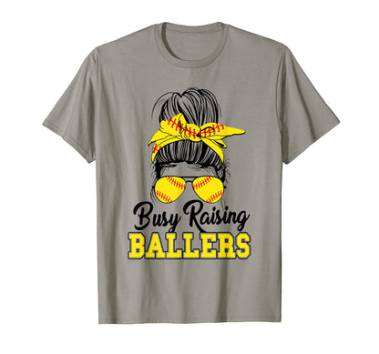 Busy Raising Ballers Softball Mom T-Shirt - Streetwear Style for Adults - T-Shirt, Sweatshirt, Hoodie