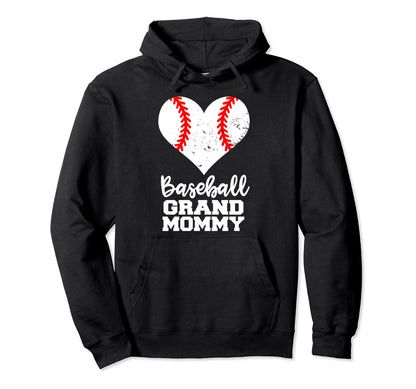 Baseball Grandmommy Funny Baseball Heart Hoodie - Trendy Graphic Unisex - T-Shirt, Sweatshirt, Hoodie