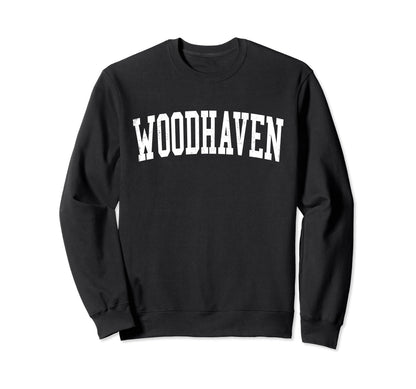 Woodhaven Mi Distressed White Sweatshirt - Aesthetic Graphic Men Women - T-Shirt, Sweatshirt, Hoodie