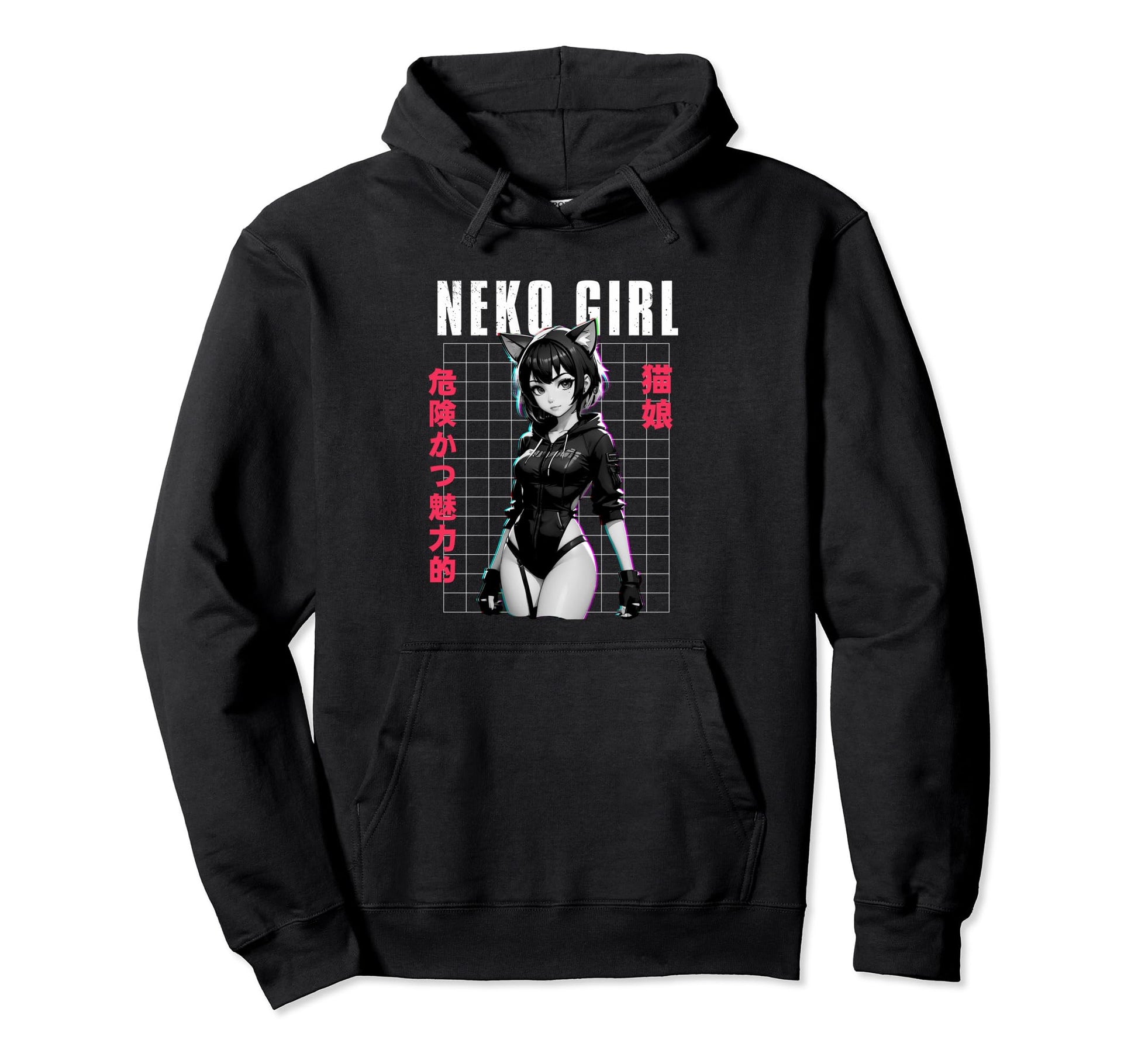 Japanese Anime Neko Urban Cyber Hoodie - Graphic Print for Adults - T-Shirt, Sweatshirt, Hoodie