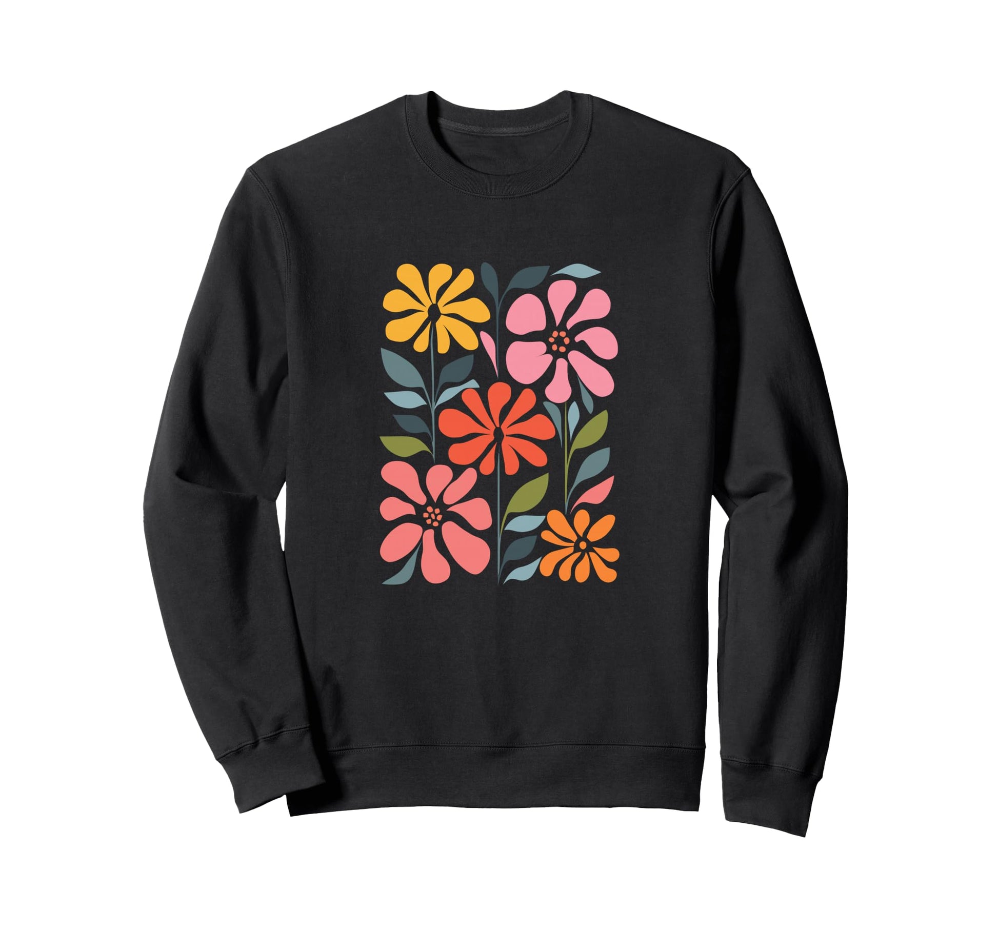 Modern Boho Colorful Floral Sweatshirt - Custom Art Print Men Women - T-Shirt, Sweatshirt, Hoodie