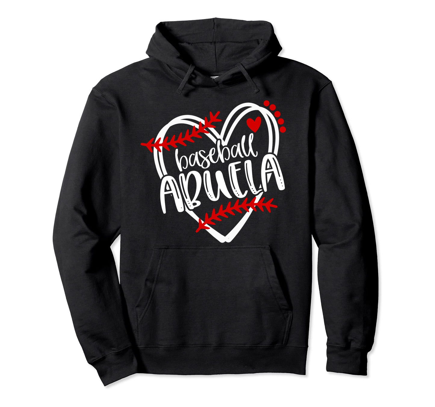 Baseball Abuela Distressed Heart Hoodie - Casual Everyday Wear Men Women - T-Shirt, Sweatshirt, Hoodie