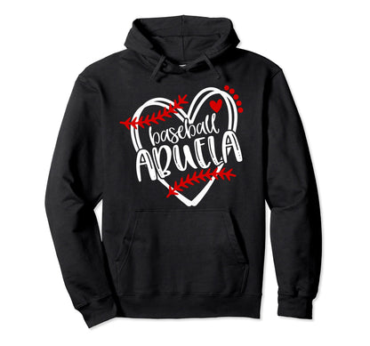 Baseball Abuela Distressed Heart Hoodie - Casual Everyday Wear Men Women - T-Shirt, Sweatshirt, Hoodie