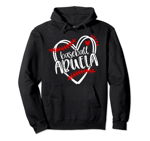 Baseball Abuela Distressed Heart Hoodie - Casual Everyday Wear Men Women - T-Shirt, Sweatshirt, Hoodie