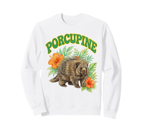 Porcupine Groovy Floral Porcupine Sweatshirt - Fun Novelty Design Unisex - T-Shirt, Sweatshirt, Hoodie