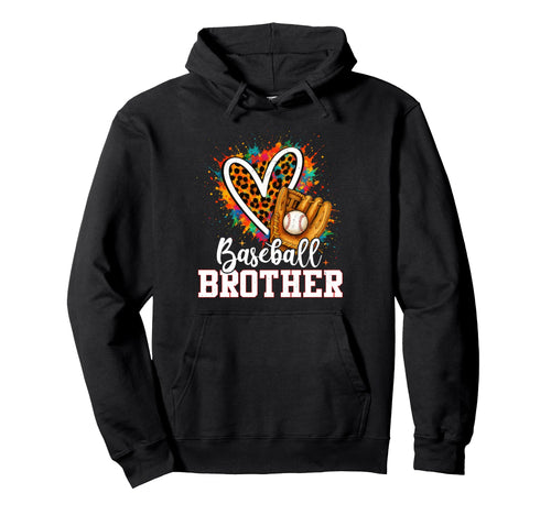 Baseball Brother Leopard Heart Colorful Hoodie - Unique Graphic for Adults - T-Shirt, Sweatshirt, Hoodie