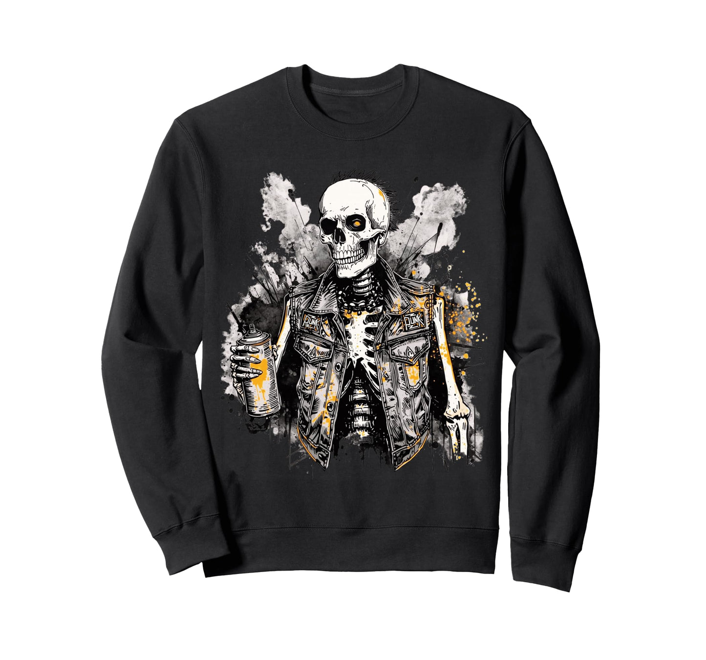 Grunge Rock Skeleton Graffiti Artist Sweatshirt - Unique Graphic Unisex - T-Shirt, Sweatshirt, Hoodie