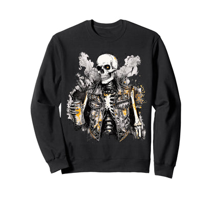 Grunge Rock Skeleton Graffiti Artist Sweatshirt - Unique Graphic Unisex - T-Shirt, Sweatshirt, Hoodie
