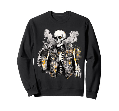 Grunge Rock Skeleton Graffiti Artist Sweatshirt - Unique Graphic Unisex - T-Shirt, Sweatshirt, Hoodie
