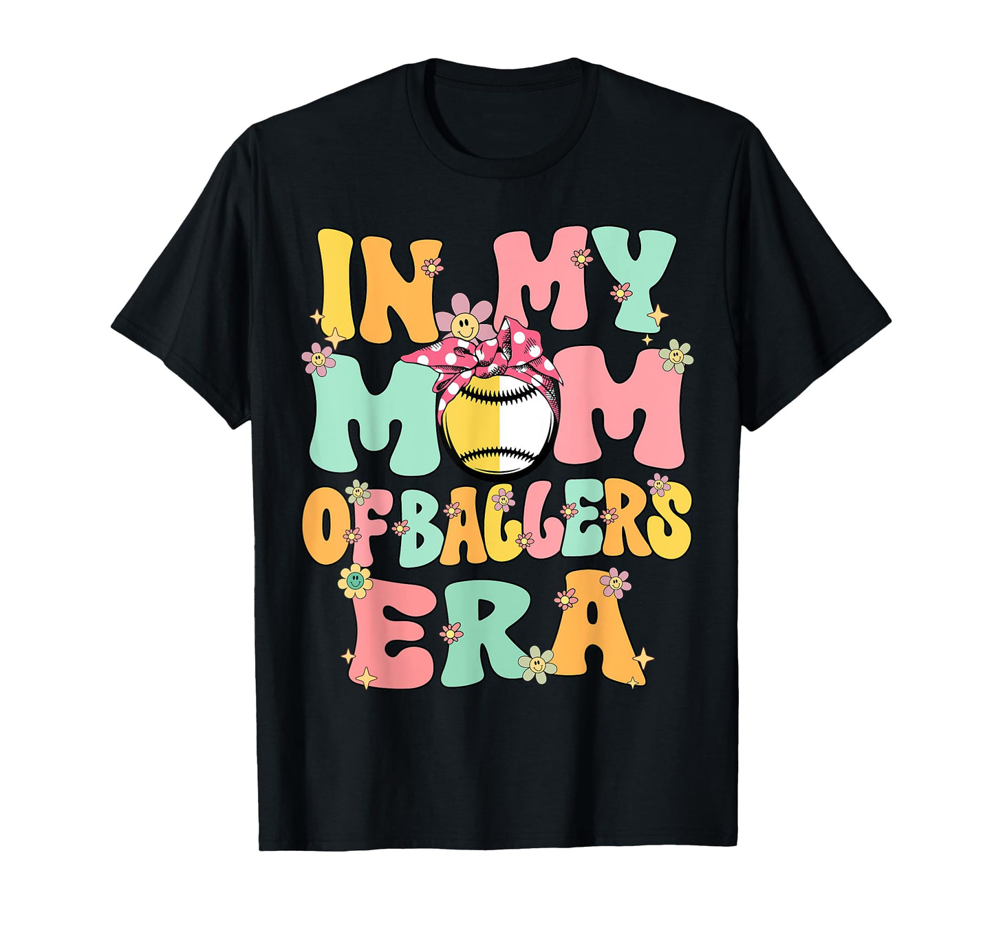My Mom Ballers Era Groovy Baseball T-Shirt - Aesthetic Graphic Men Women - T-Shirt, Sweatshirt, Hoodie