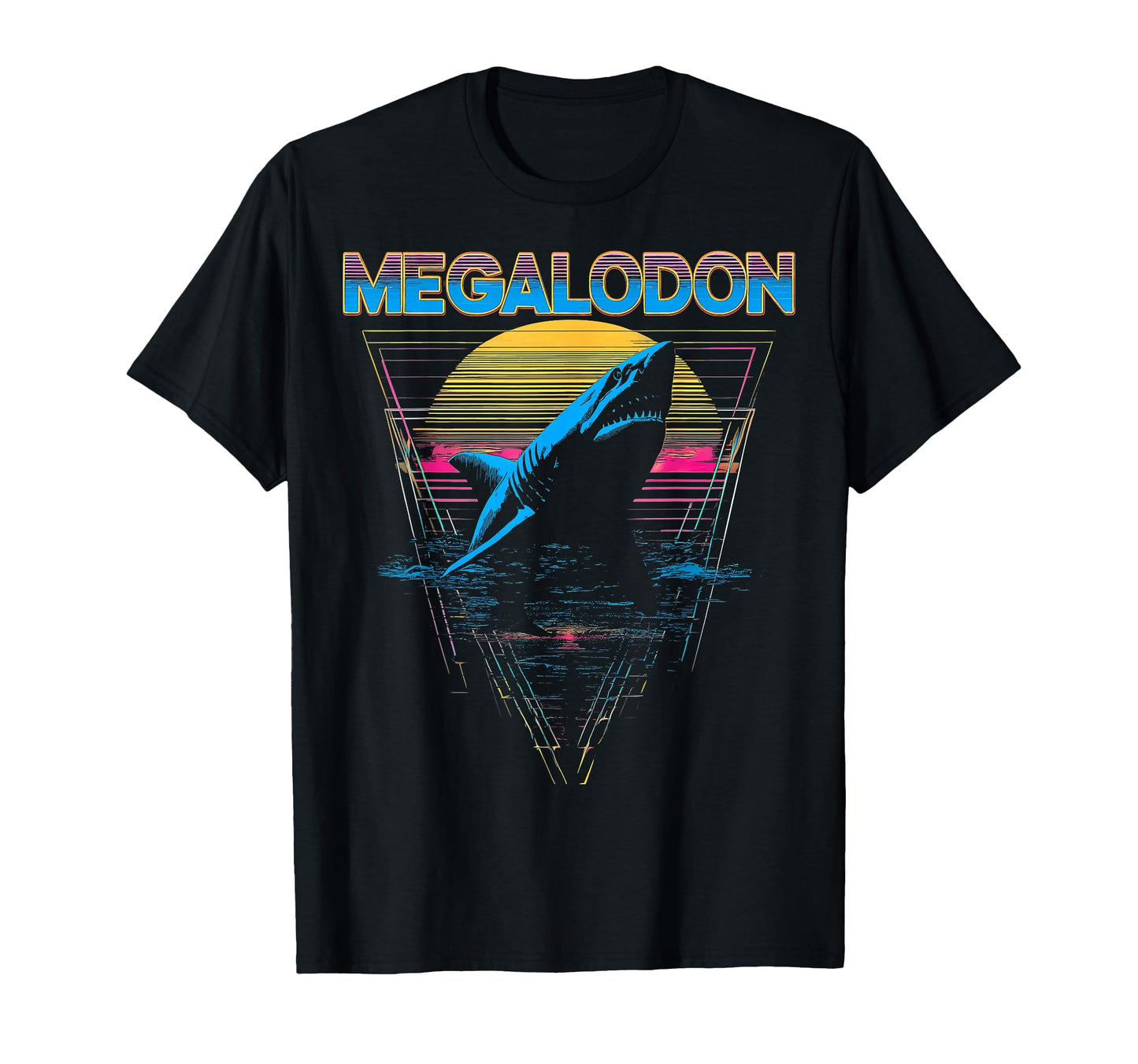 Megalodon Shark Ocean Vaporwave T-Shirt - Fun Novelty Design Unisex - T-Shirt, Sweatshirt, Hoodie