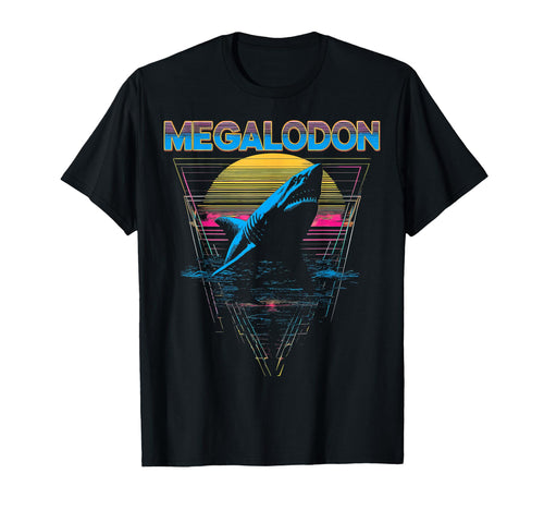 Megalodon Shark Ocean Vaporwave T-Shirt - Fun Novelty Design Unisex - T-Shirt, Sweatshirt, Hoodie