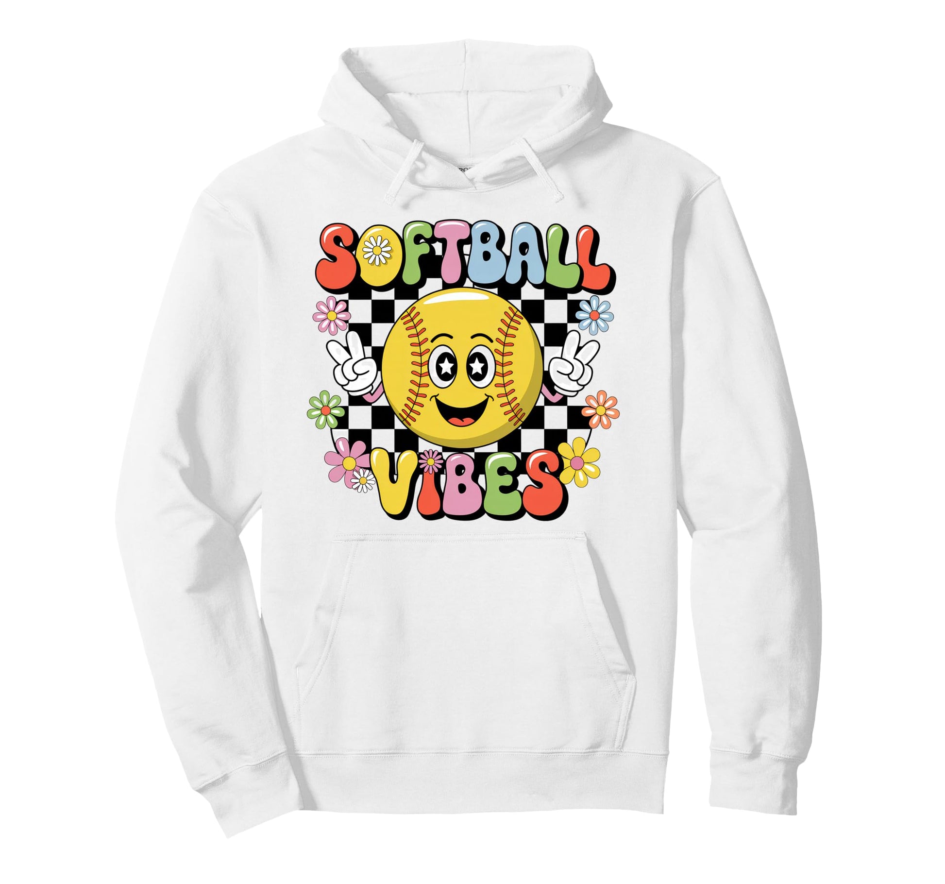 Softball Vibes Groovy Game Day Hoodie - Aesthetic Graphic Unisex - T-Shirt, Sweatshirt, Hoodie