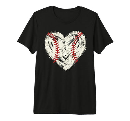 Baseball Heart Stitch Love Softball Mom Tri T-Shirt - Graphic Print Unisex - T-Shirt, Sweatshirt, Hoodie