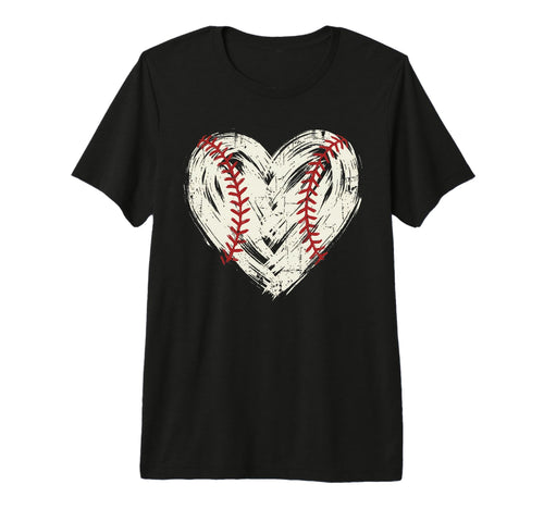 Baseball Heart Stitch Love Softball Mom Tri T-Shirt - Graphic Print Unisex - T-Shirt, Sweatshirt, Hoodie