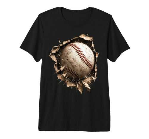 Baseball Softball Torn Fabric Bursting T-Shirt - Novelty Apparel Men Women - T-Shirt, Sweatshirt, Hoodie