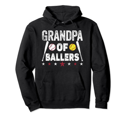 Grandpa Ballers Funny Baseball Hoodie - Minimalist Print for Adults - T-Shirt, Sweatshirt, Hoodie