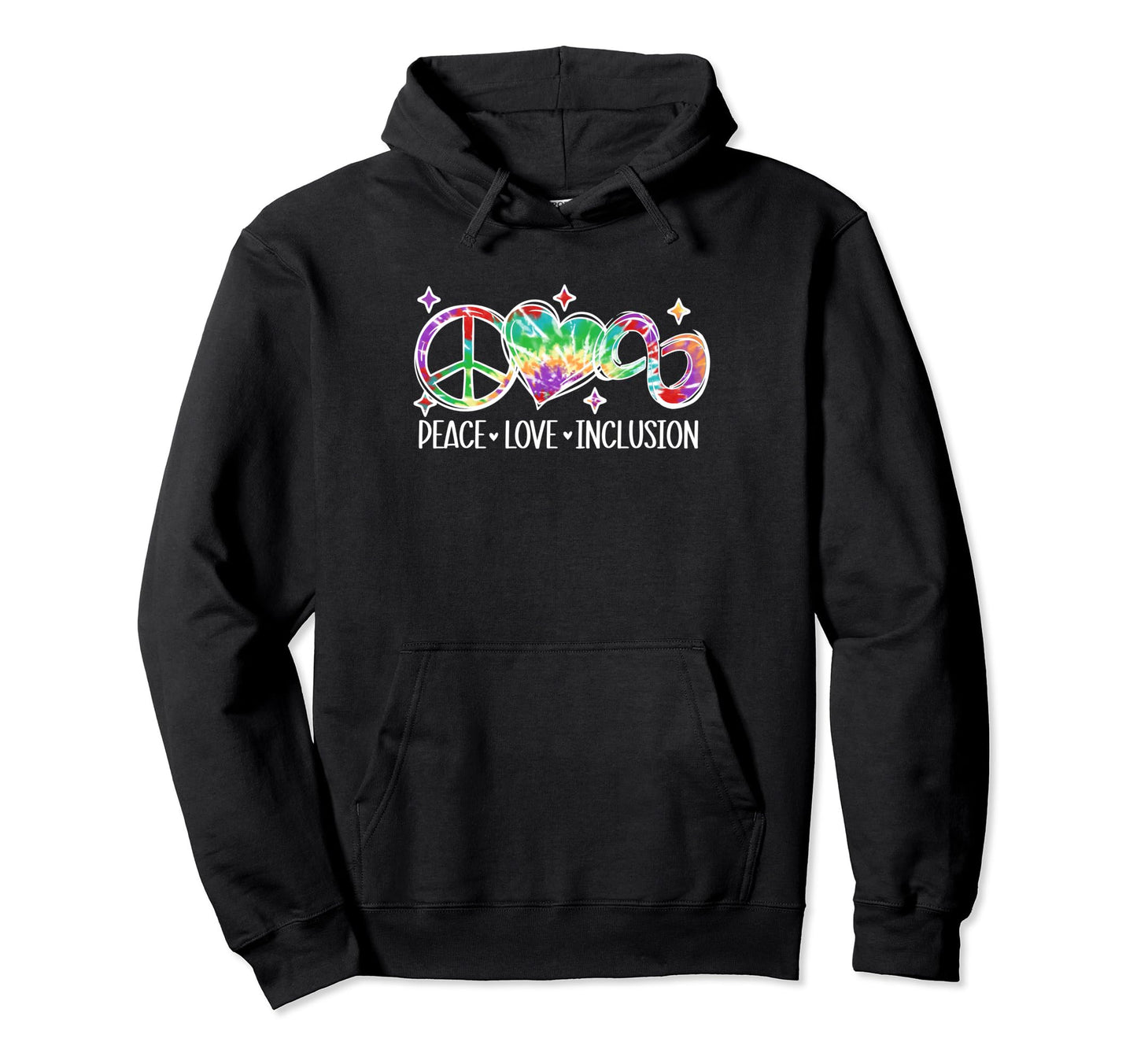 Autism Peace Love Inclusion Tie Dye Hoodie - Custom Art Print Unisex - T-Shirt, Sweatshirt, Hoodie