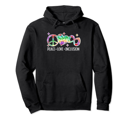 Autism Peace Love Inclusion Tie Dye Hoodie - Custom Art Print Unisex - T-Shirt, Sweatshirt, Hoodie