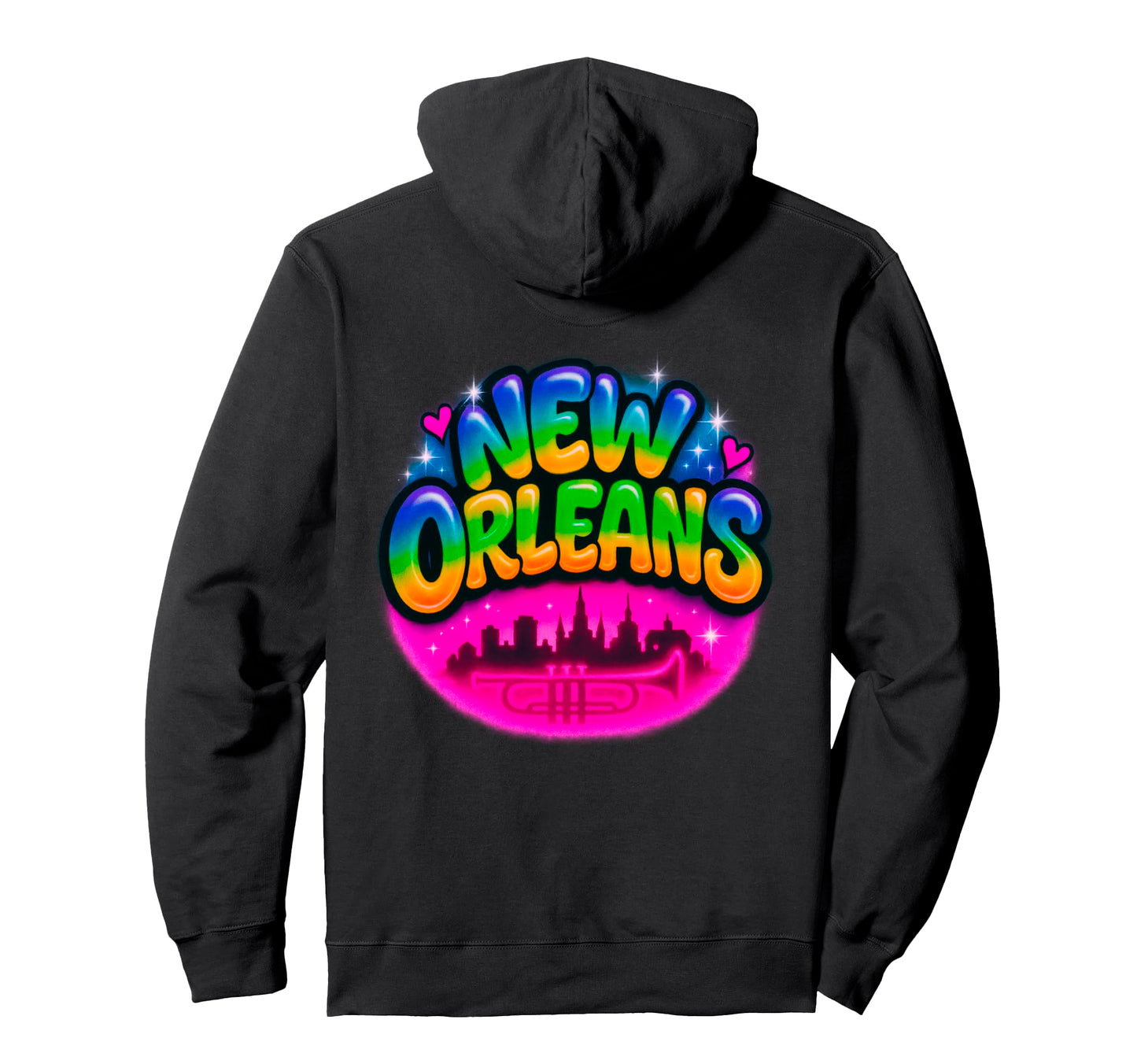New Orleans City Rainbow Skyline Art Hoodie - Fun Novelty Design Men Women - T-Shirt, Sweatshirt, Hoodie