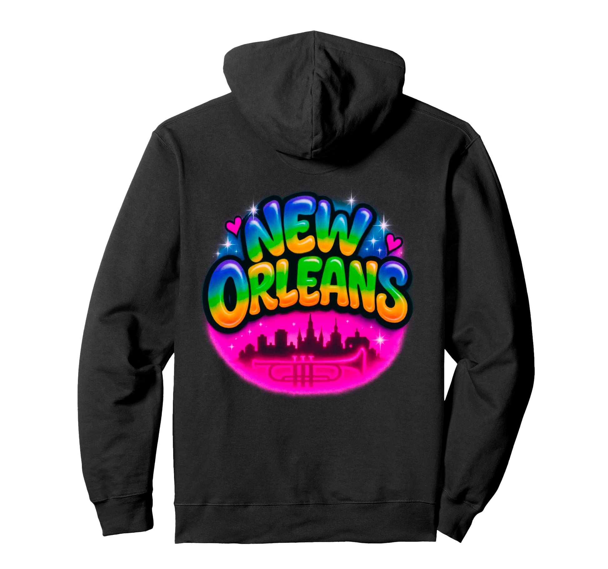 New Orleans City Rainbow Skyline Art Hoodie - Fun Novelty Design Men Women - T-Shirt, Sweatshirt, Hoodie